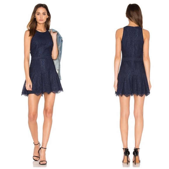 Joie Women's Adisa Lace‎ Back Zip Navy Blue Sleeveless Dress Size 12 - Picture 1 of 5